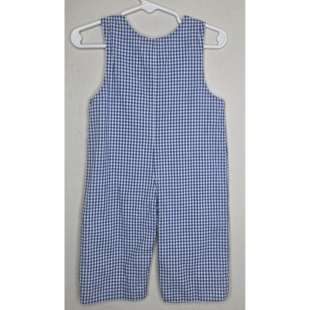 Petite Palace Owl Applique Jon Jon Shortall Romper Baby Boy Size 6 Months Blue